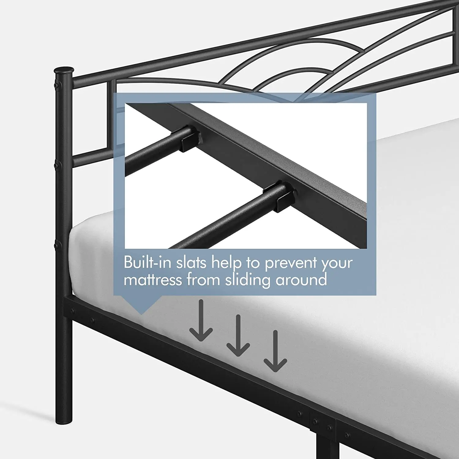 Queen Size Metal Bed Frame Double Bed for 140 x 200 cm Mattress