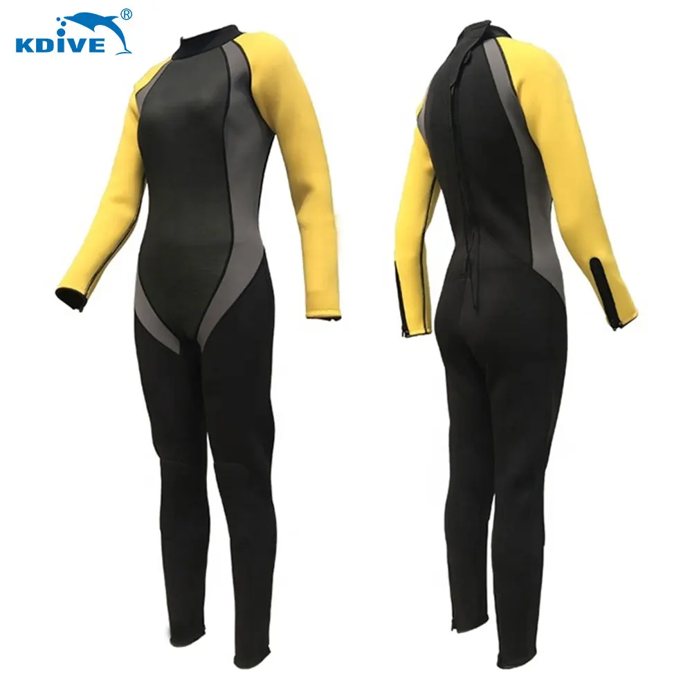 KDIVE Wholesale 3MM Neoprene Back Zip Long Sleeve Wet Suit Smooth Skin Diving Surfing Suits for Women