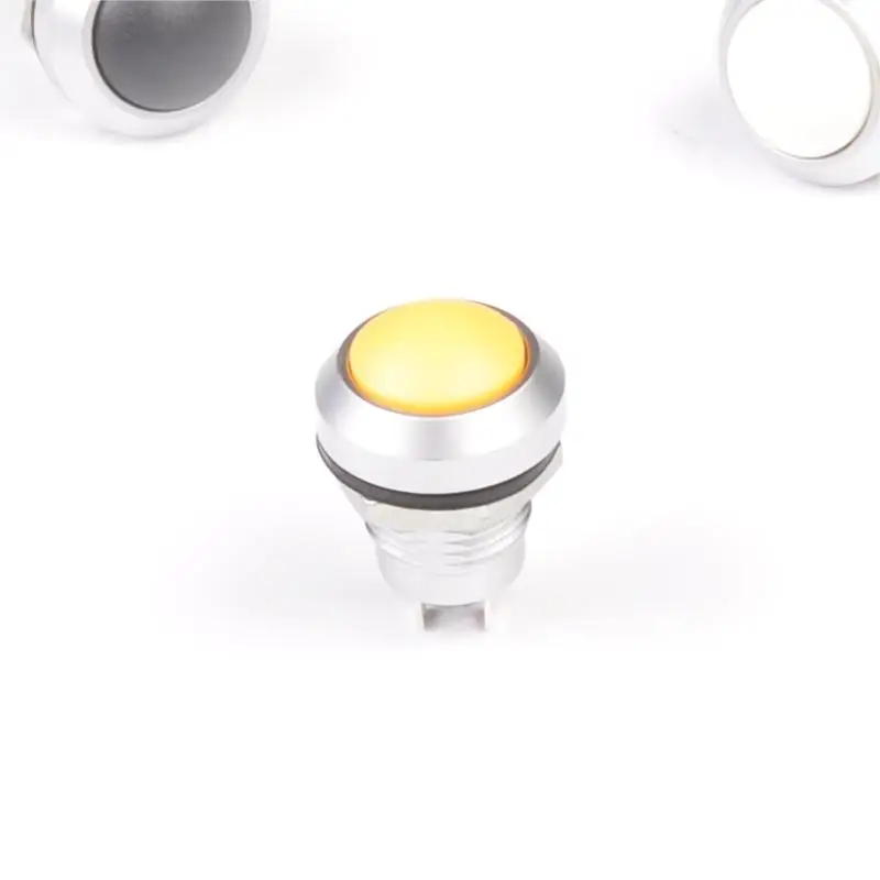 Toowei mini micro lamp-less momentary push button switch white round metal 12mm 3a 220 volt ip67 for boat