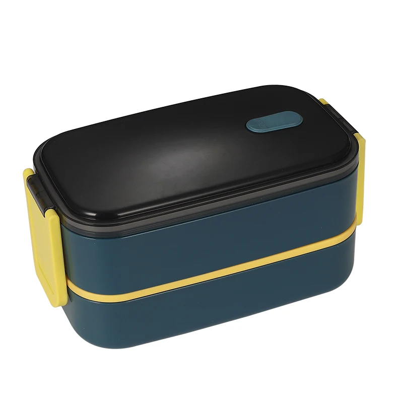 Amazon top sale plastic lunch box With partition office worker portable Bento box 2 layer 1400ml lunch box can be microwaved