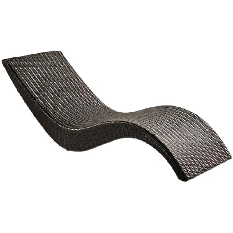 cheap outdoor patio chaise lounge chair wicker sun bed for hotel Deck Beach Yard Swimming Pool with cushion chaise loungers