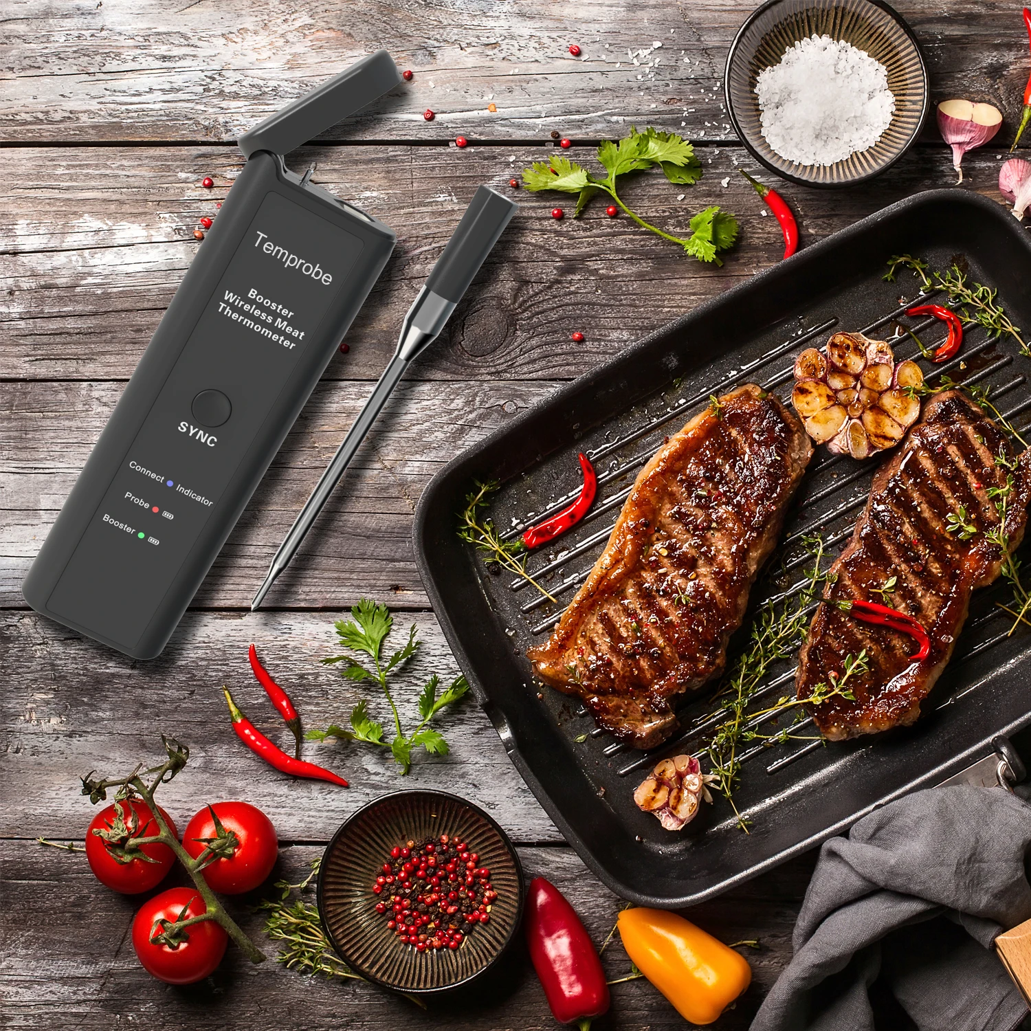 2024 Newest Wireless meat thermometer Grill Thermometer Smart BT wireless Thermometer for Oven BBQ Grilling