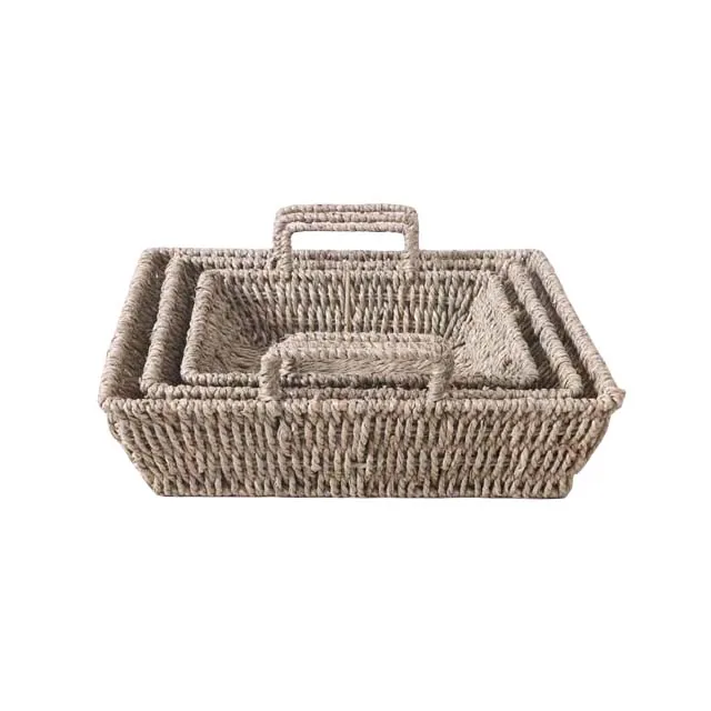 Natural handwoven square sea grass basket for organize sundries