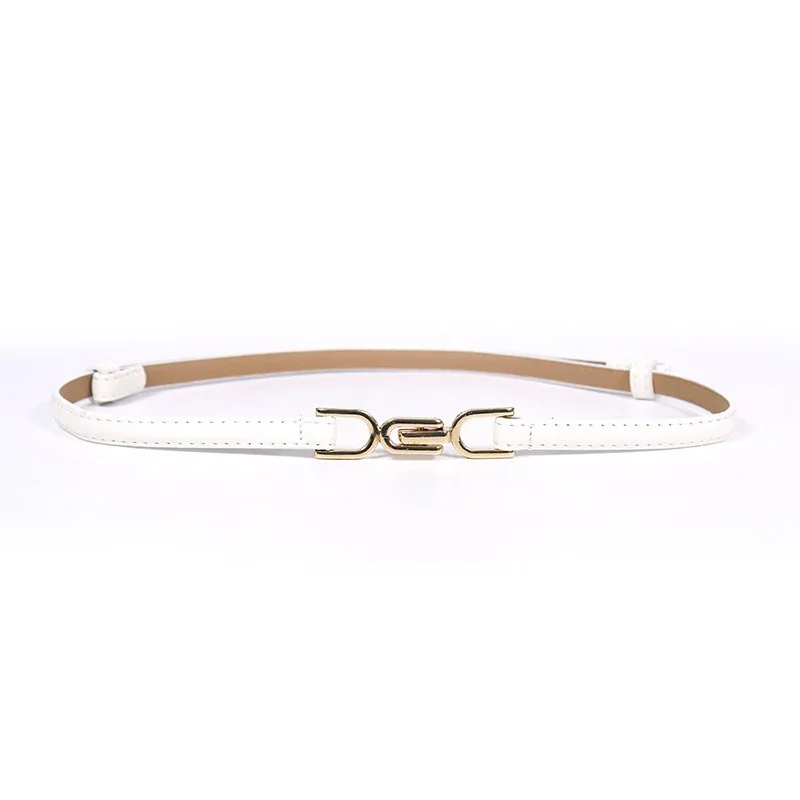 Portable Slim Waist Belt Women Thin Belts Leather Belt Gold Metal Buckle Waistband for Dress Panty Clothes