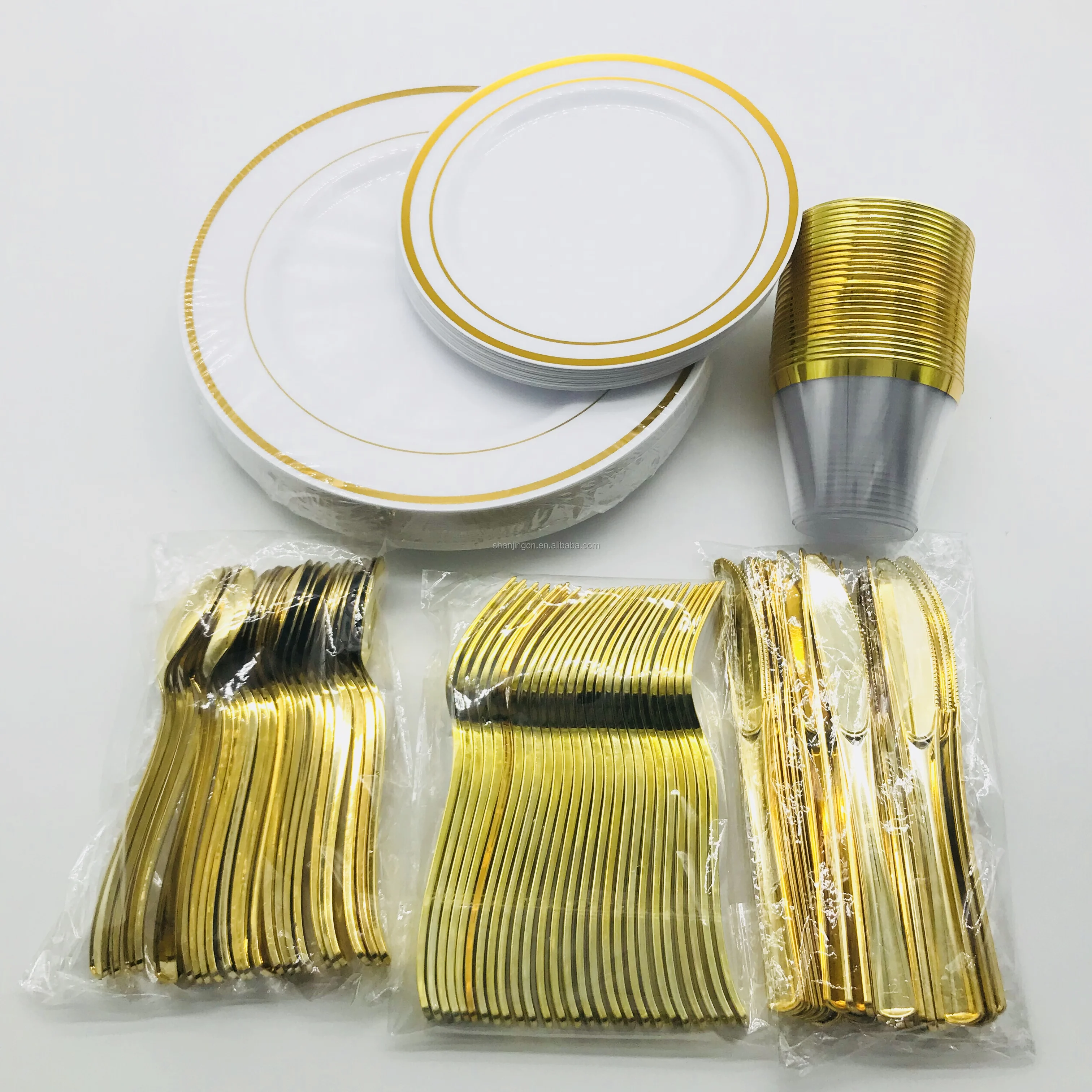 150 PCS Silver Dinnerware Set for Weddings, Receptions, Buffets - Service for 25 Guests Disposable Plates