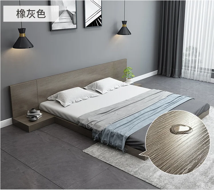 RG Japanese Tatami Bed Simple Low Bed 1.2/1.5/1.8 m Double King Size Low Bed Attic Apartment Homestay