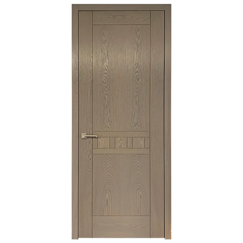 Stained white oak solid wood core door with same level flush frame