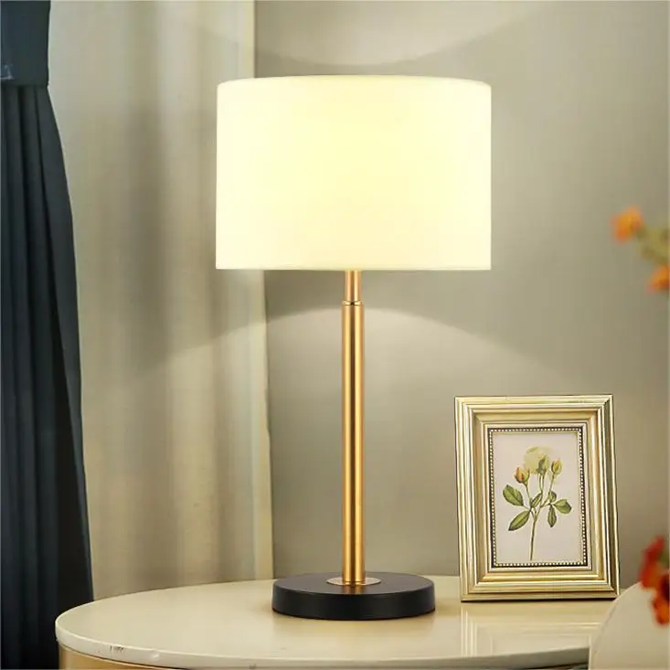 Table Light Warm Living Room Study Room E27 Table Lamp Generous Bedroom Bedside Fabric Modern Iron White 220V 90 20 E27 No Bulb
