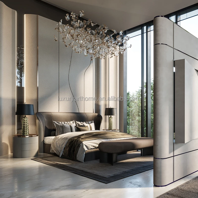 Customize Luxury Bedroom Furniture Set Premium Villa Latest Design Double Bed Upholstered Bed king Size Bedroom Set