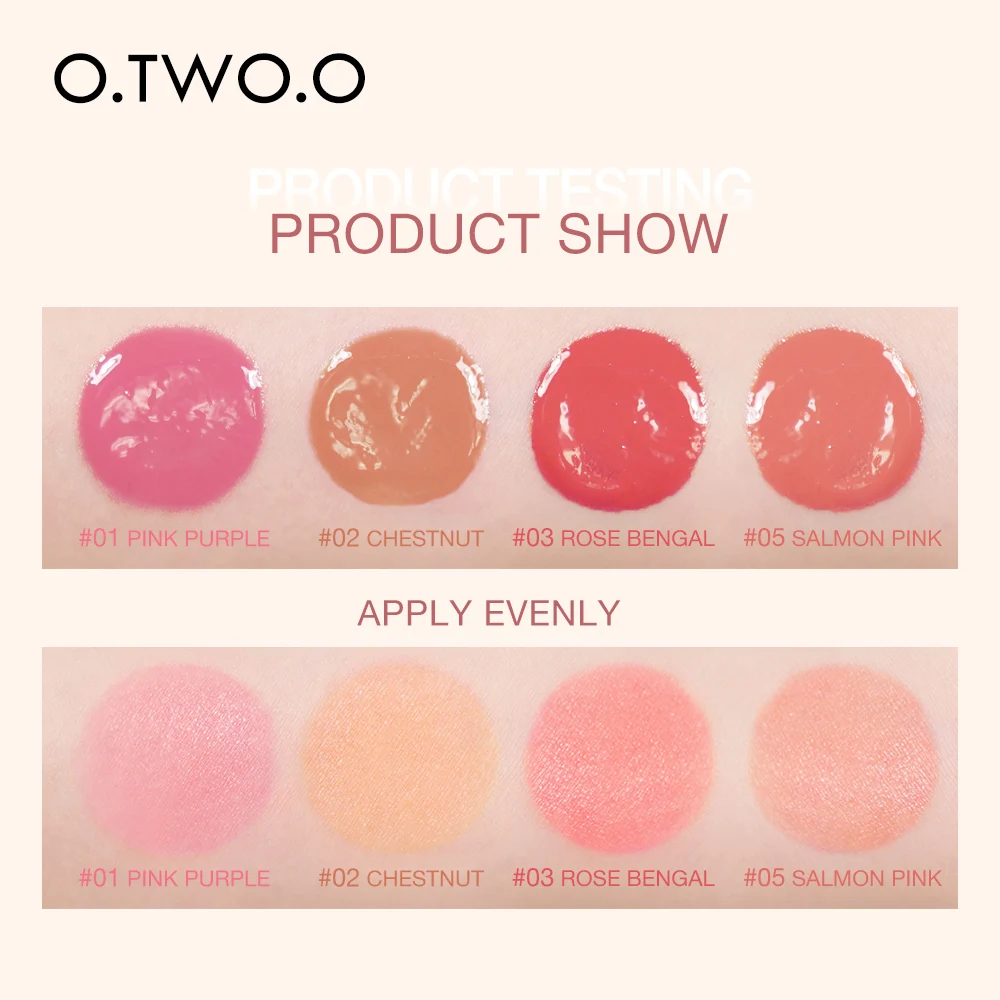 O.TWO.O Private Label 4 Colors Long Lasting Vegan Festival Gift Hot Sale Cruelty Free Liquid Blush Waterproof Mineral Blusher Fo