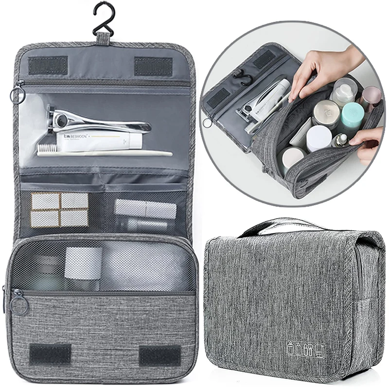 Hanging travel makeup bag organizer hygiene cleaning set with hook accessories bathroom shaving cosmetics for men and women