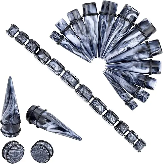 Factory Supply Fascinating Price Set of Ear Taper Plug Piercing Jewelry Mixed Colour 24Pcs Ear Taper and Plug