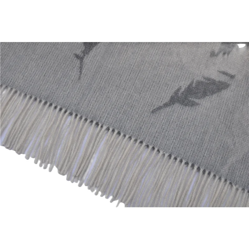 BLUE PHOENIX nordic blanket 100% wool charcoal feather jacquard cozy luxury sofa nap mora spain