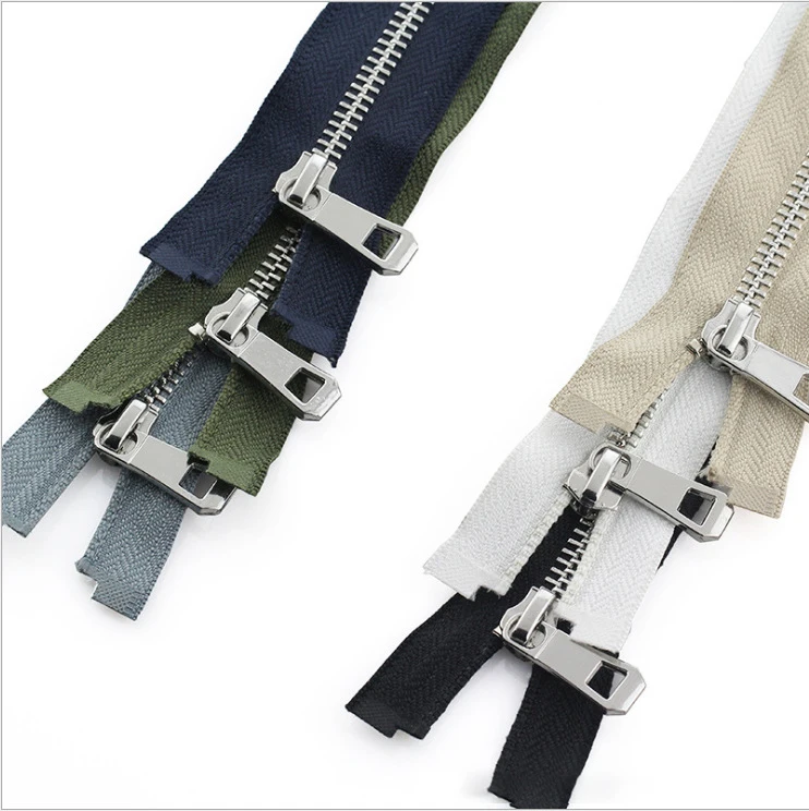 Spot metal double-sided metal zipper platinum light gold bronze rotating head open tail zipper jacket down jacket