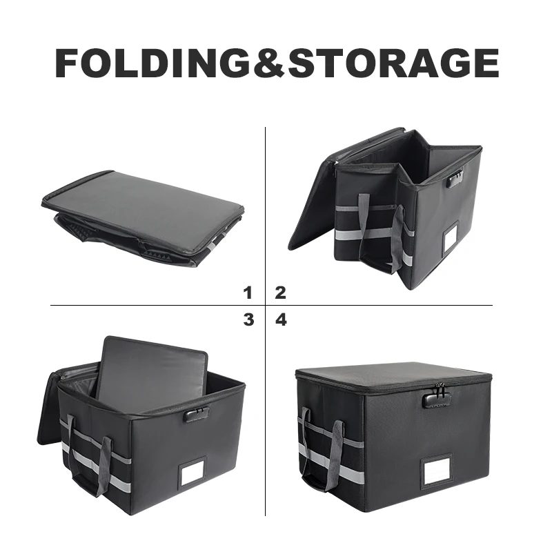 Collapsible Fire Proof File Storage Box Custom Black Safe Document Bag Fireproof Waterproof Bag