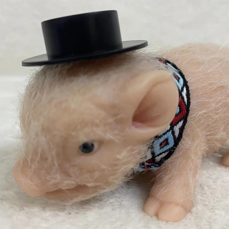 Cute pure silicone lifelike mini reborn pig with fashion fat pacifier clothes