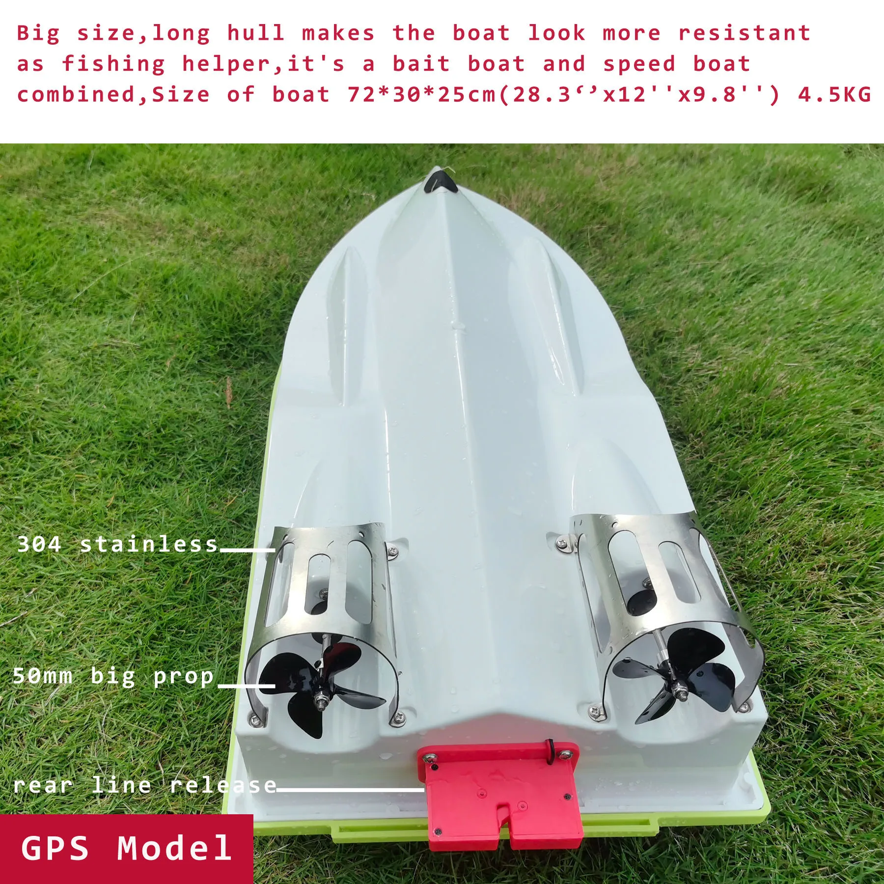 S80 Brushless Motor Super Speed Saltwater RC Fishing Bait Boat with GPS for Surf Fishing with,IP 66 Waterproof,5 Meters/Second
