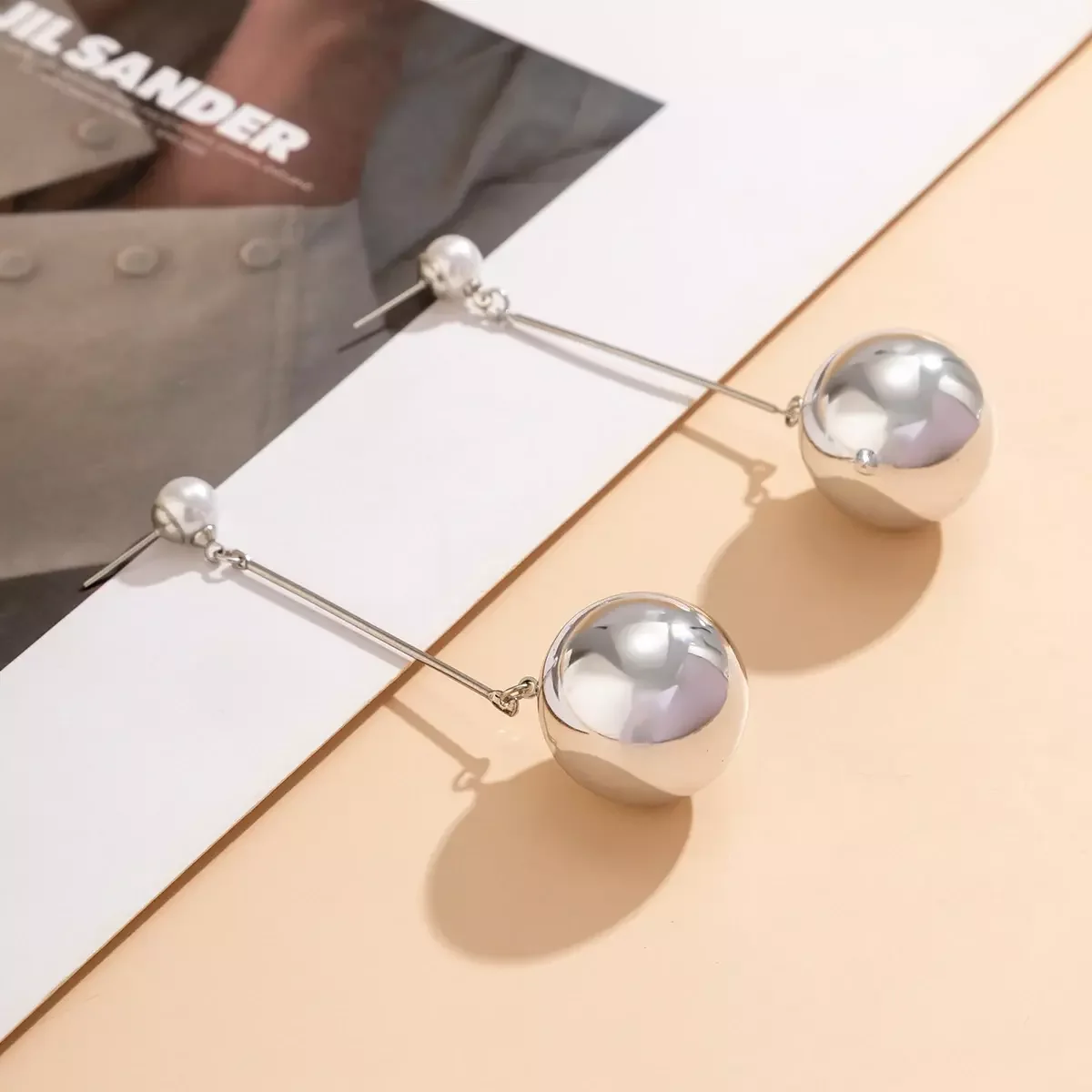 SHIXIN Exaggerated CCB Plastic Ball Pendant Long Drop Earring for Women Punk Fashion Pearl Dangle Earrings Gift New Arrival
