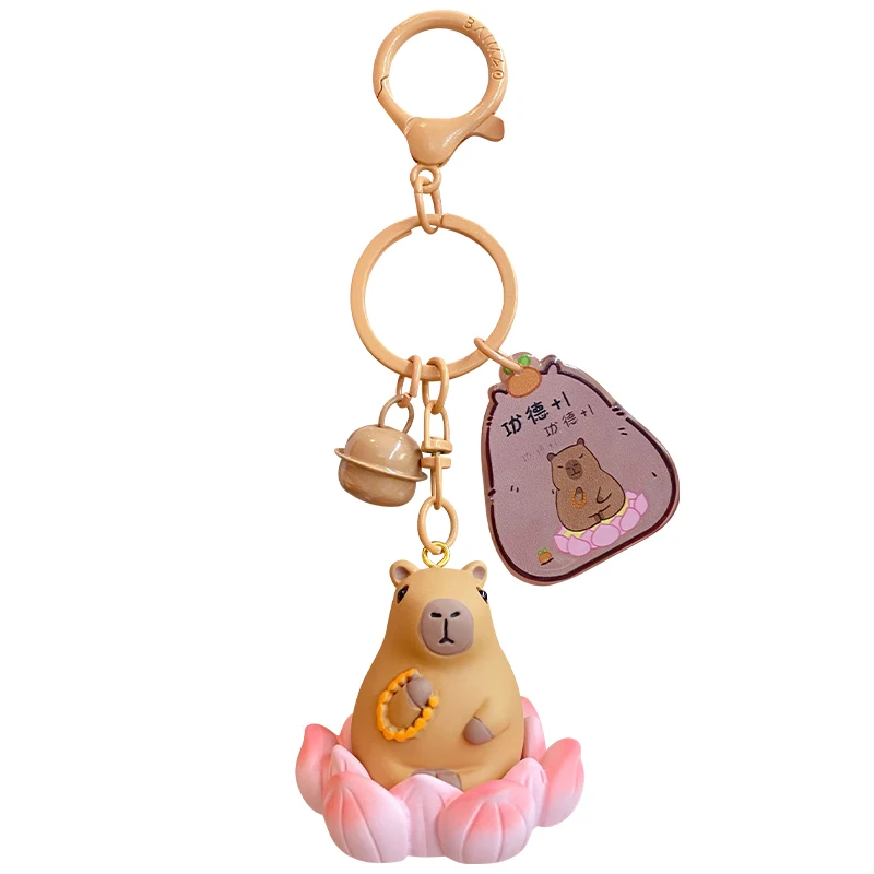 Baimao оптовая продажа милая мультяшная капибара цепочка для ключей каваи креативная из смолы с лотосом