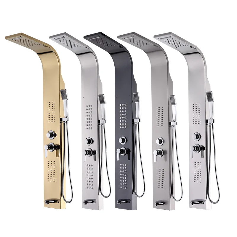 Hot sale  Bathroom Integrated Shower 5 Water Outlets Surface Mounted Stainless Steel Shower Screen Rain Spray Household Wall