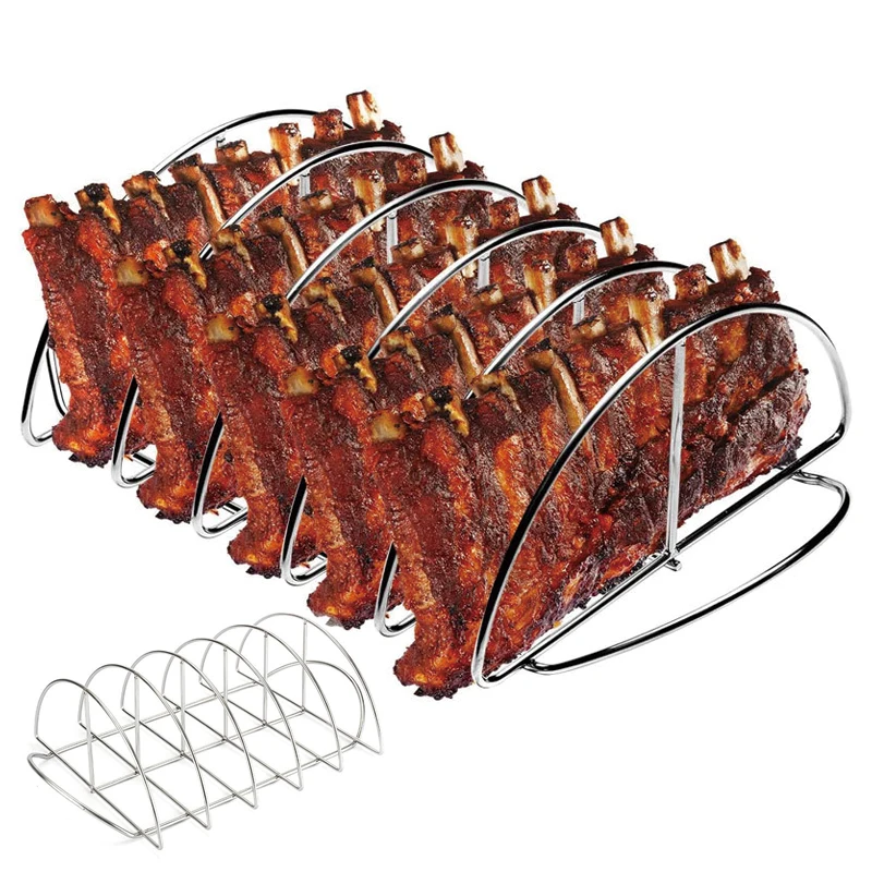 New Barbecue Grill Expander Rack Accessories Chicken Stand Stainless Steel BBQ Rib Racks for Smoker