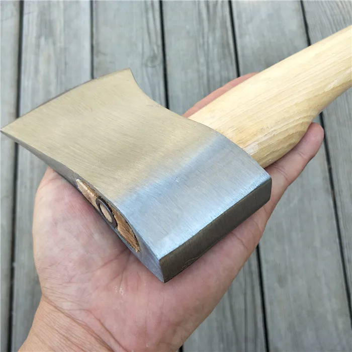 Bleached wooden handle camping survival wood axe hatchet