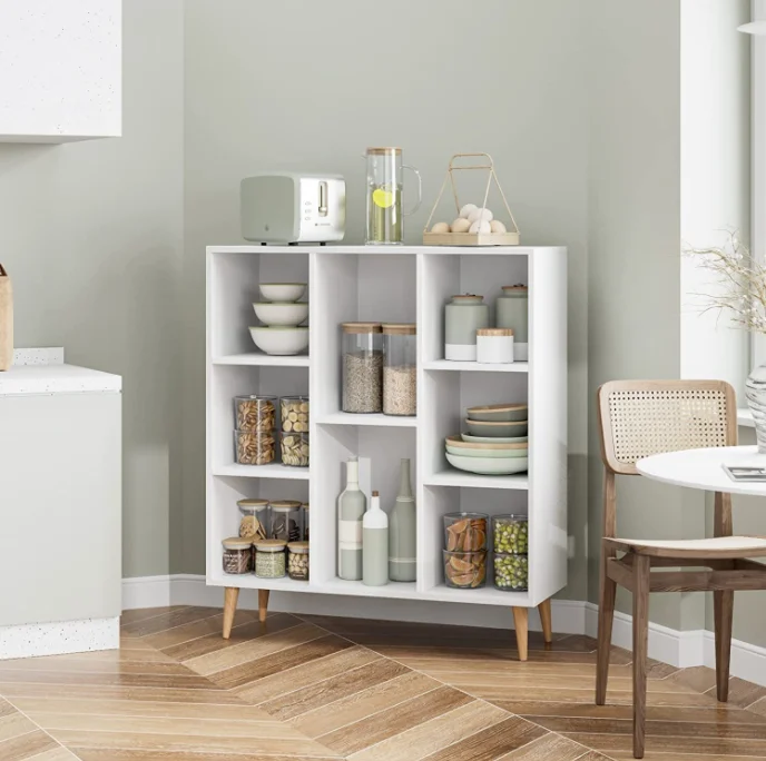 Деревянная книжная полка 8 кубиков, книжный шкаф с деревянными ножками для хранения книжных компакт-дисков