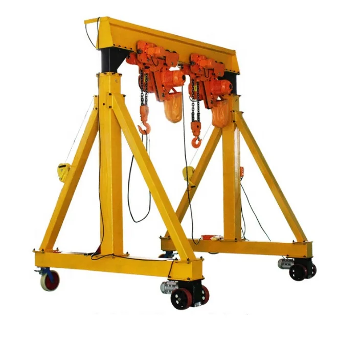 Aluminum Portal Gantry Crane with Flat Hand Push Trolley and Manual Puller Hoist