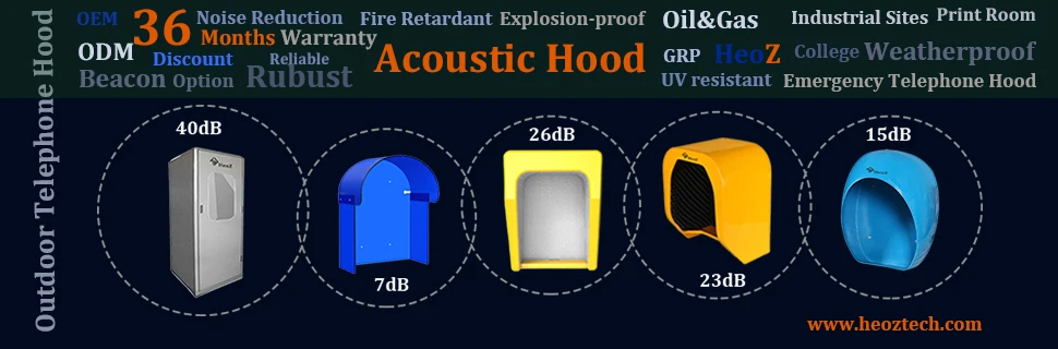 China Supply 23DB Outdoor Telephone Cabinet 26DB Acoustic Hoods Waterproof Outdoor Telephone Hood For Offshore
