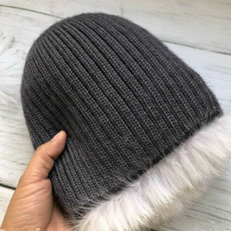 women fashion knit real fox fur hats genuine fox fur hat for ladies