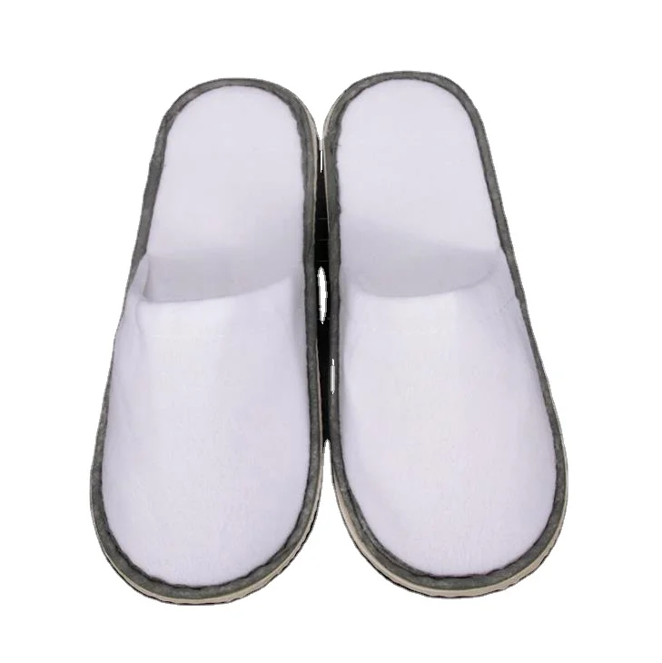 Disposable Waffle Indoor Spa Slippers Soft Cotton Hotel Slippers Non-Slip EVA Sole White Closed Toe Home Slipper