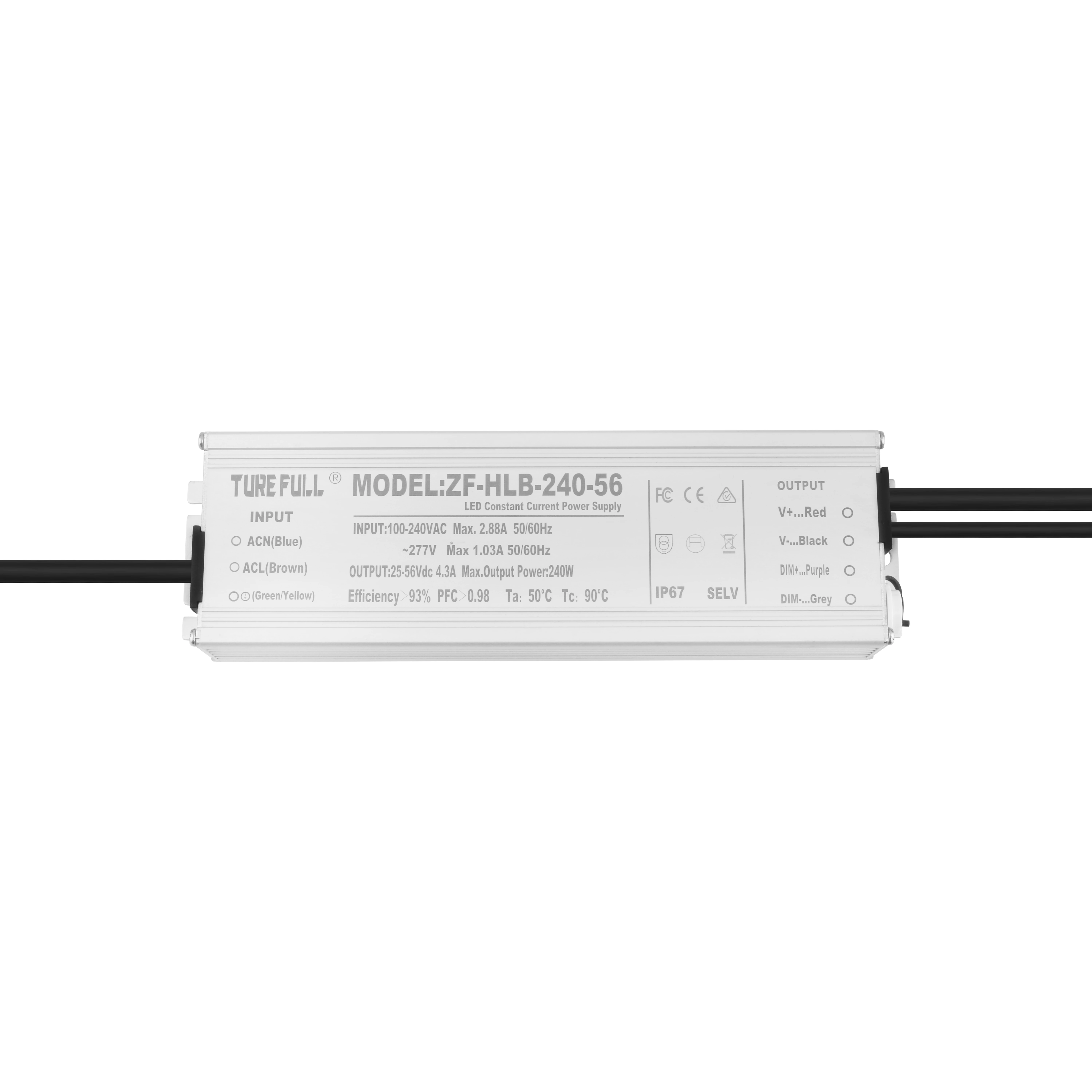 TURE FULL LED Power Supply Waterproof 0-10v DALI Dimmable LED Driver 240W 137v 700mA for Street LED Lighting Strip