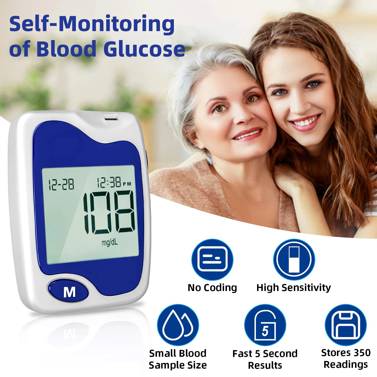 Fast Test Blood Glucose Monitor Kit Glucometer Test Strips Sugar Monitor For Diabetes