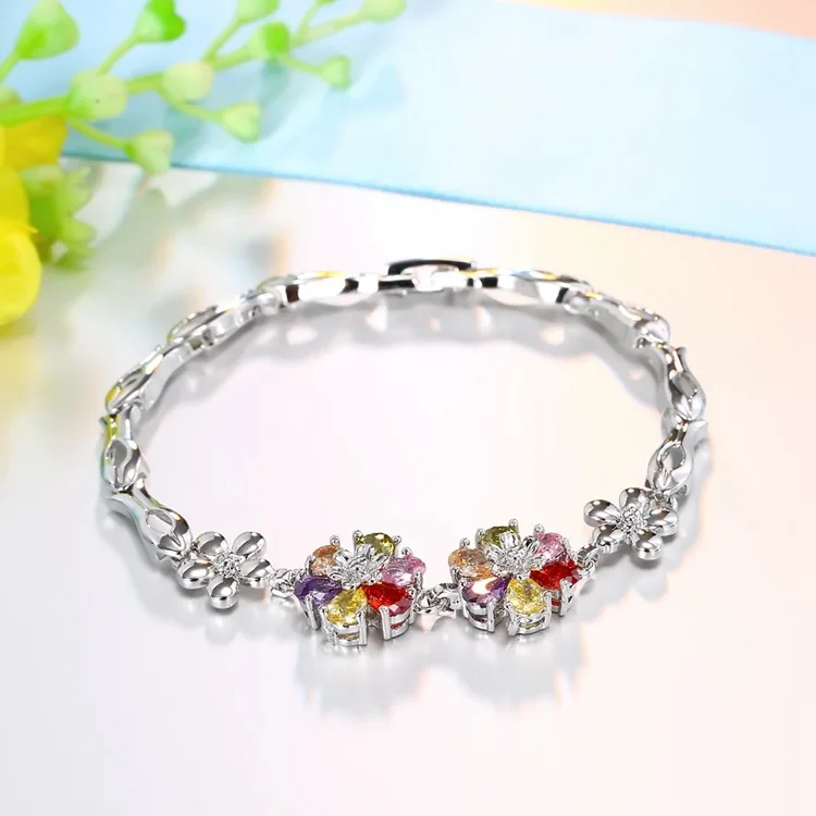 Zircon Hot Sale Colorful Platinum Hypoallergenic Women Bracelet