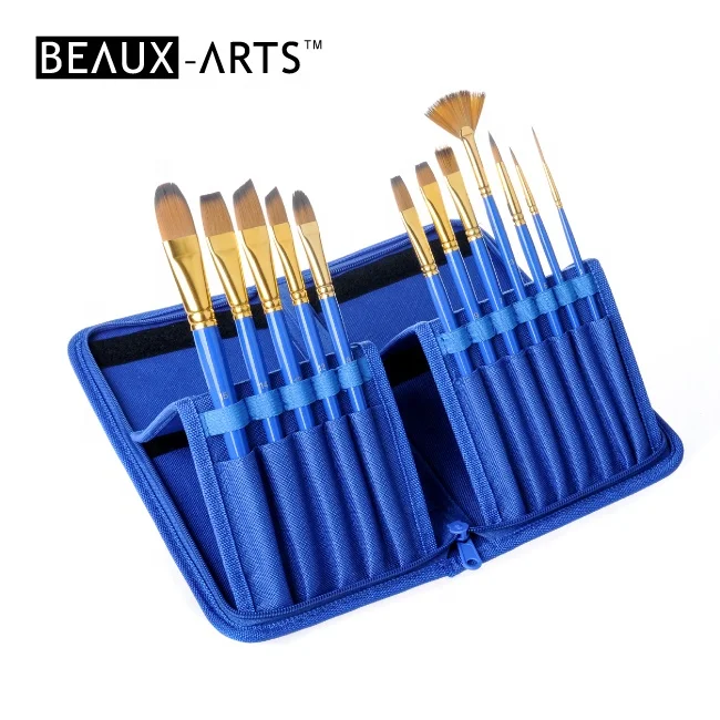 Масляная краска и картин, выполненных акриловыми красками, набор кистей для акварели, акриловые краски, масла и нанесения макияжа 12 кистей с чехлом для переноски
