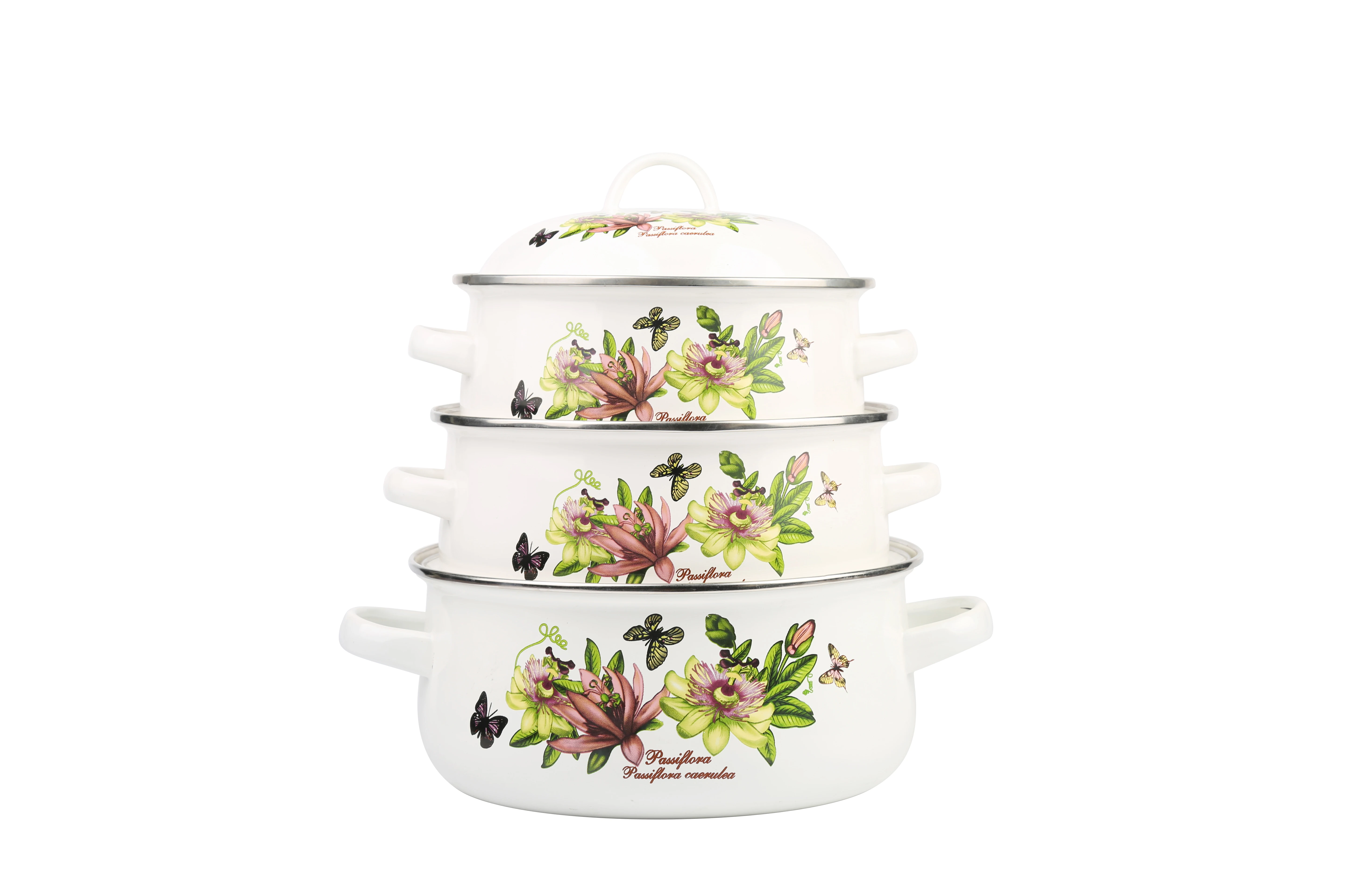 Enamel Casserole Sets 16/18/20/22/24cm AVON Ollas de Peltre Enamel Cookware Bateria hetera sweet cottage Florence