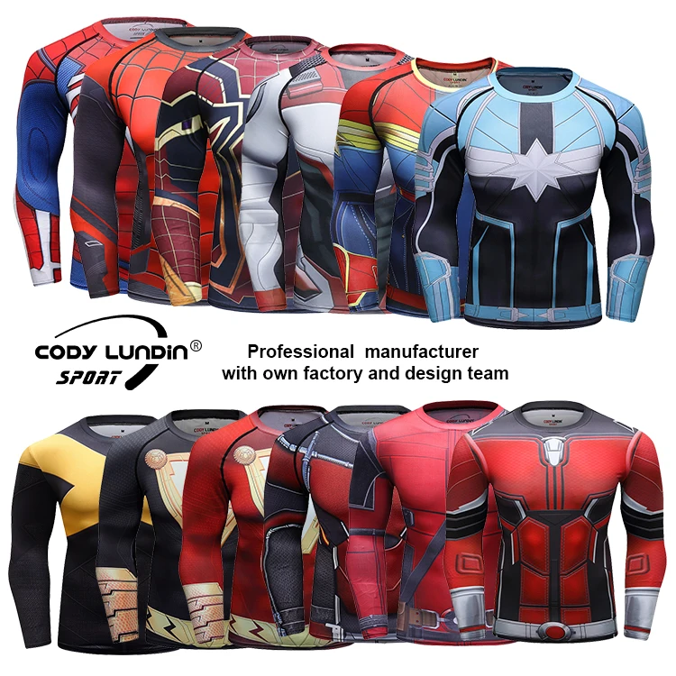 3D Printing  Shirts Wholesale Custom Clothes Superhero Endgame Gym Tshirt  Mens Slim Fit Shirts