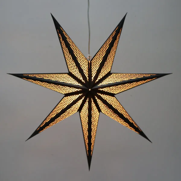 
Christmas Decoration Black Golden 7 Point Hanging Christmas Paper Star 