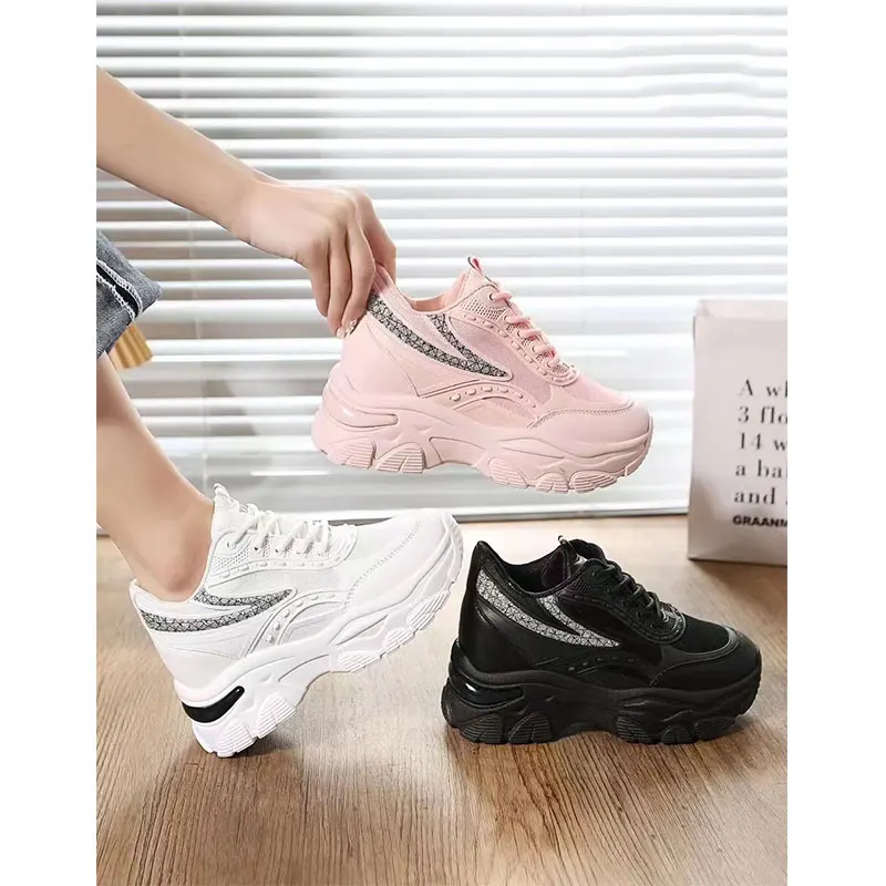 New style walking style casual fashion white tennis shoes height increasing shoes