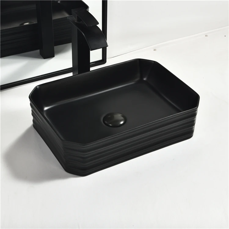 Modern sanitary ware lavamanos above counter top handmade toilet ceramic bathroom sink matt black hand wash basin