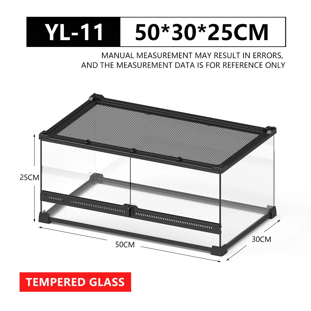 US Local Stock Full View Front Opening Reptile Glass Terrarium Habitat with Double Hinge Door and Top Screen Ventilation