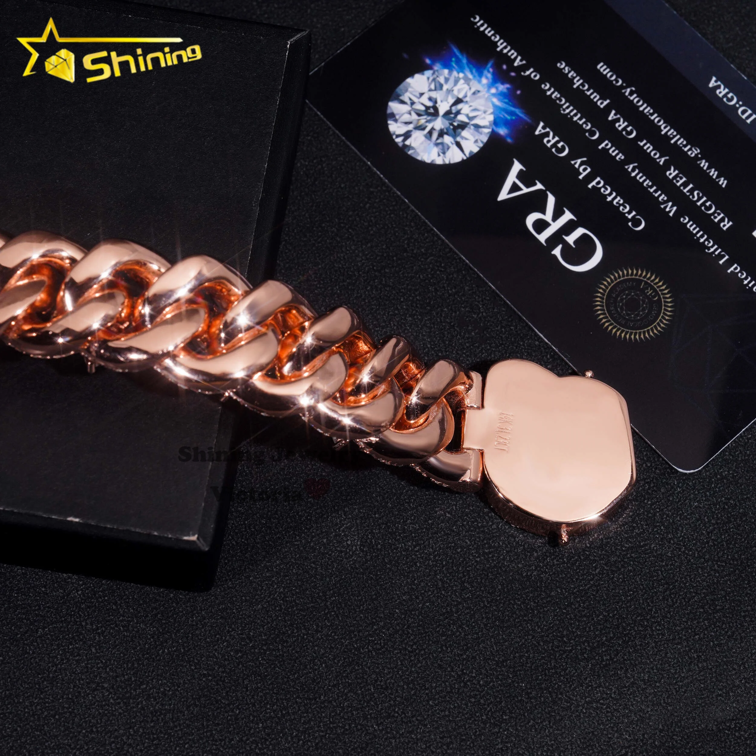 Unique Design custom lock 18mm rose gold plated flower 925 sterling silver fancy cut vvs moissanite diamond cuban link bracelet