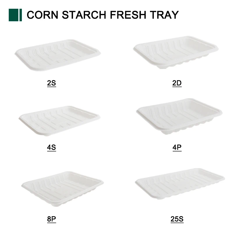 Supermarket Disposable Bio Corn Starch Fruit Fish Meat Packing Trays Frozen Meat Beef Fish Seafood Chicken Defrost Tray
