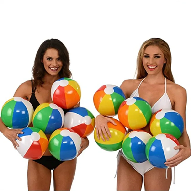 Cheap Products Toys Inflatable Beach Ball 15' Multicolor PVC Plastic OPP Bag Cotton Pouch Fun Repair Pelotas De Plastico 100