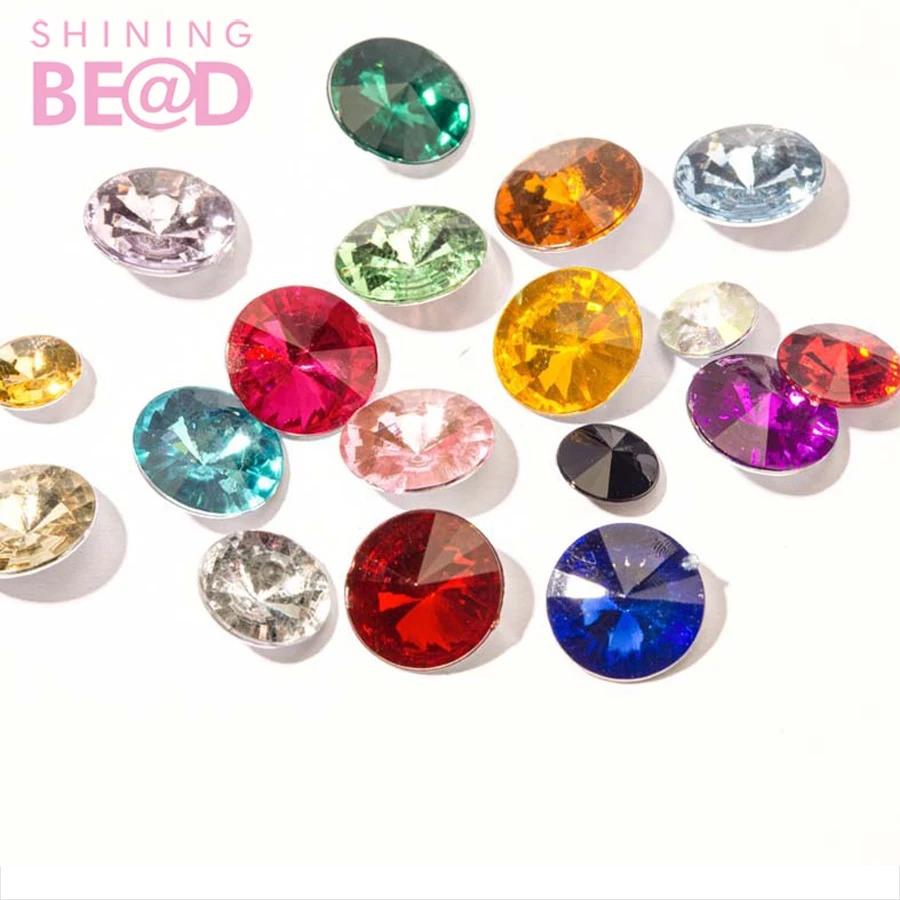 Clear Crystals Point back Rhinestone Round Acrylic Gems Stones For Garment Shoe Crafts
