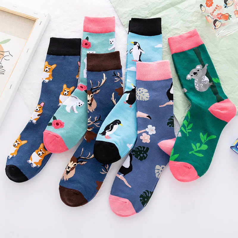 Wholesale High Quality Cotton customised Colorful Funny Women Crew fashion socks