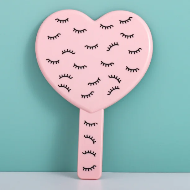 heart shape lash pattern mirror portable eyelash salon use makeup small mirror