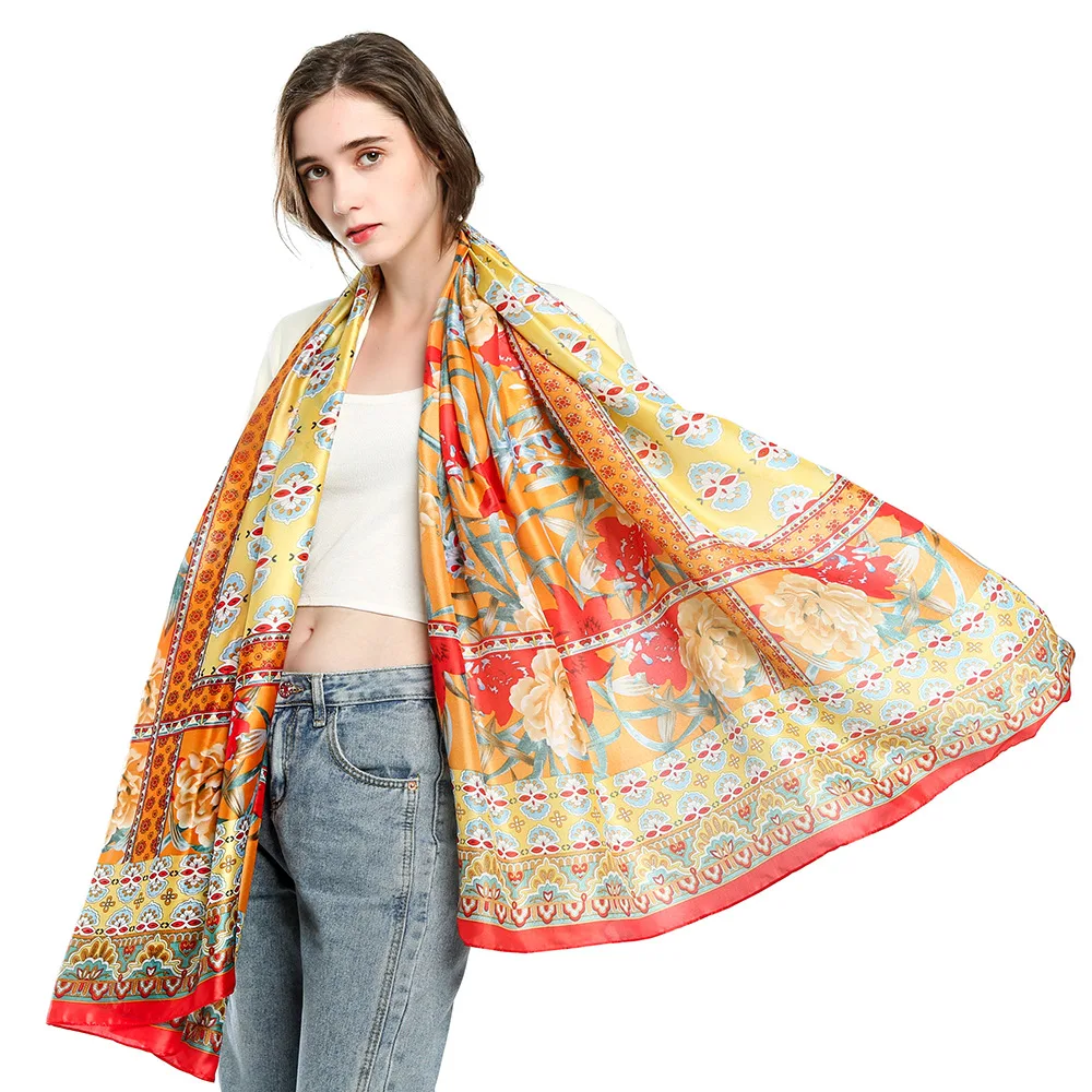Wholesale Luxury Thick Winter Fashion Fringes Peony Florals Printed Cashmere Blend Cotton Scarf Women Shawl Scarves