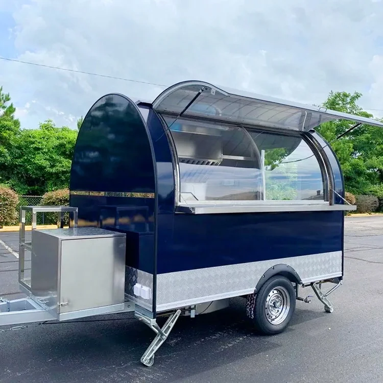 Factory Wholesale Price Black Mobile Camper Food Trailer/Camping Smart Coffee Carts Hot Dog Bakery Food Van For Sale