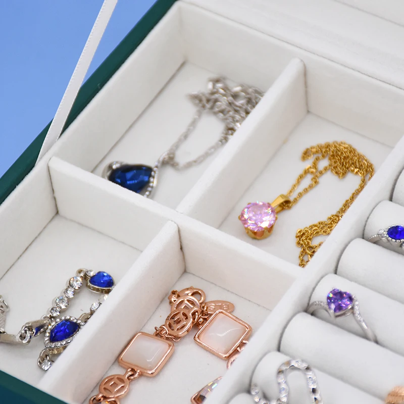 Customized Velvet Covered Foldable Storage Jewelry Window Box Transparent Top Glass Container Glass Jewelry Box